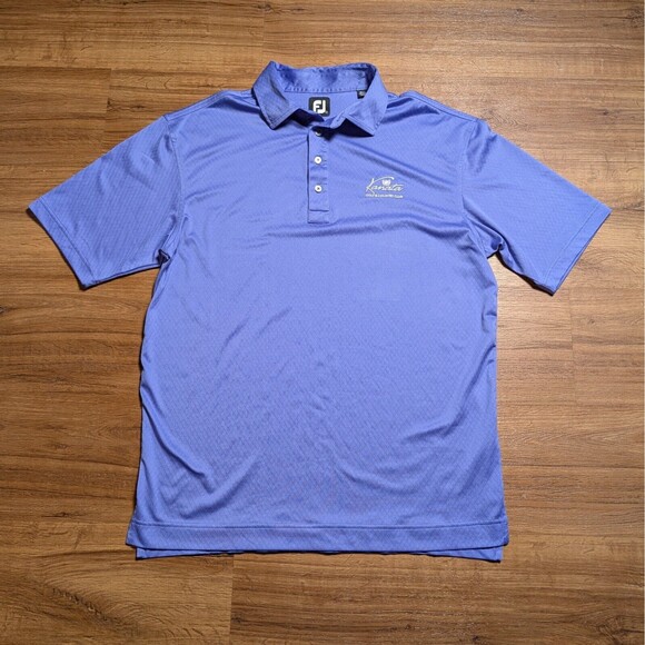 Footjoy Golf Shirt Mens Large Blue Stretch Performance Polo Embroidered Kanata - Picture 1 of 10
